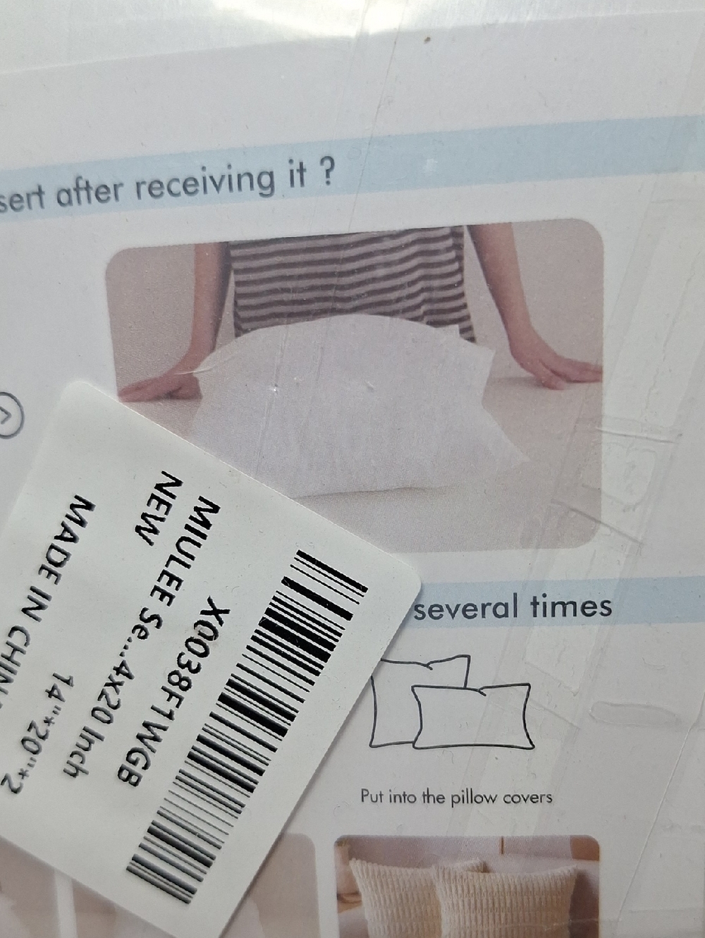Pillow Inserts Pack of 2 New in Package, 20” x 14” Pillows - Picture 4 of 5